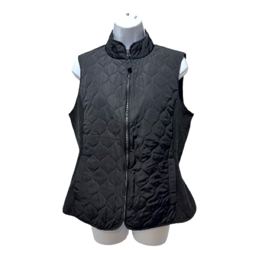 Talbots Black Quilted Vest MP Petite Medium | Lightweight Layering